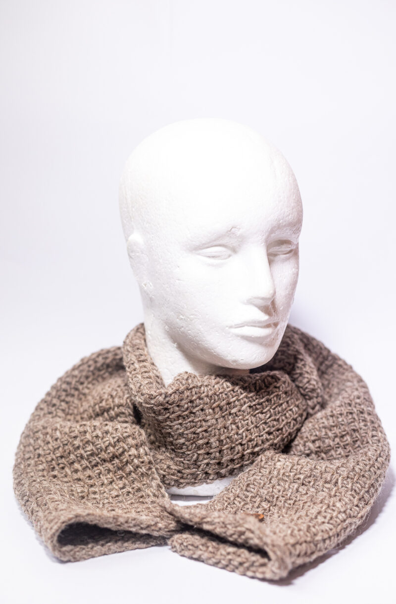 Cachecol Crochet Tunisiano Lã Natural - Imagem 3