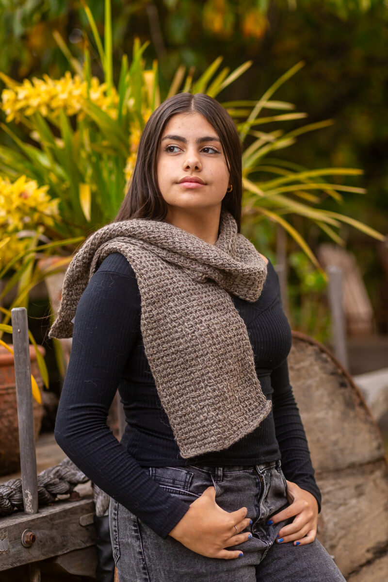 Cachecol Crochet Tunisiano Lã Natural - Imagem 6