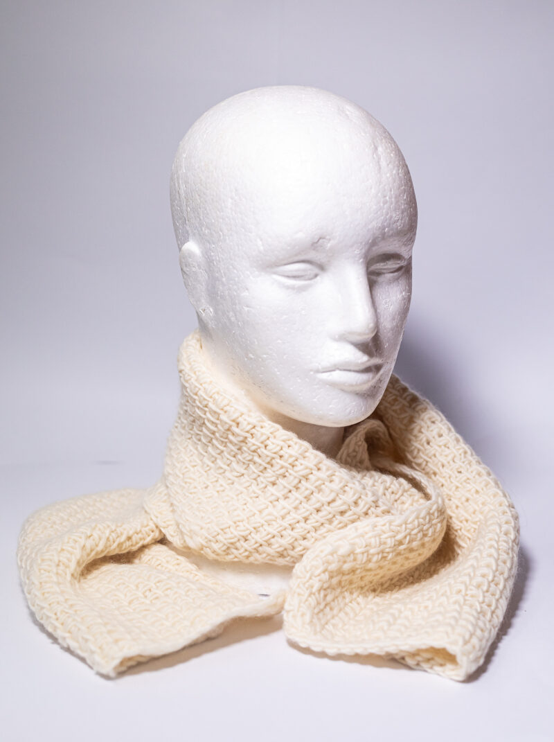 Cachecol Crochet Tunisiano Lã Natural - Imagem 2