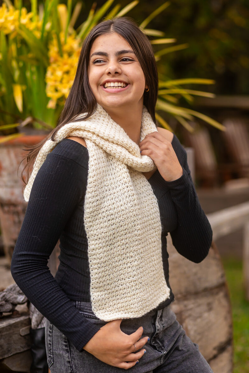 Cachecol Crochet Tunisiano Lã Natural - Imagem 4