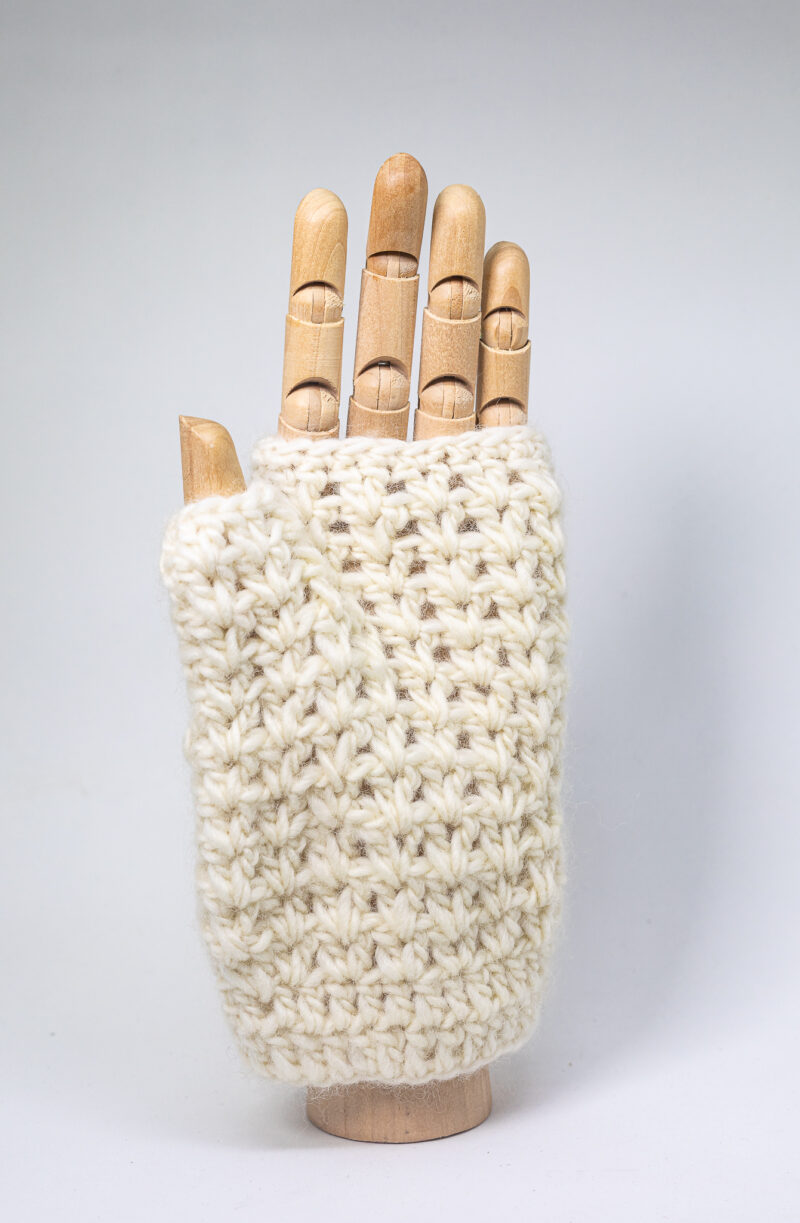 Luva Sem Dedos Crochet Lã Natural - Imagem 7