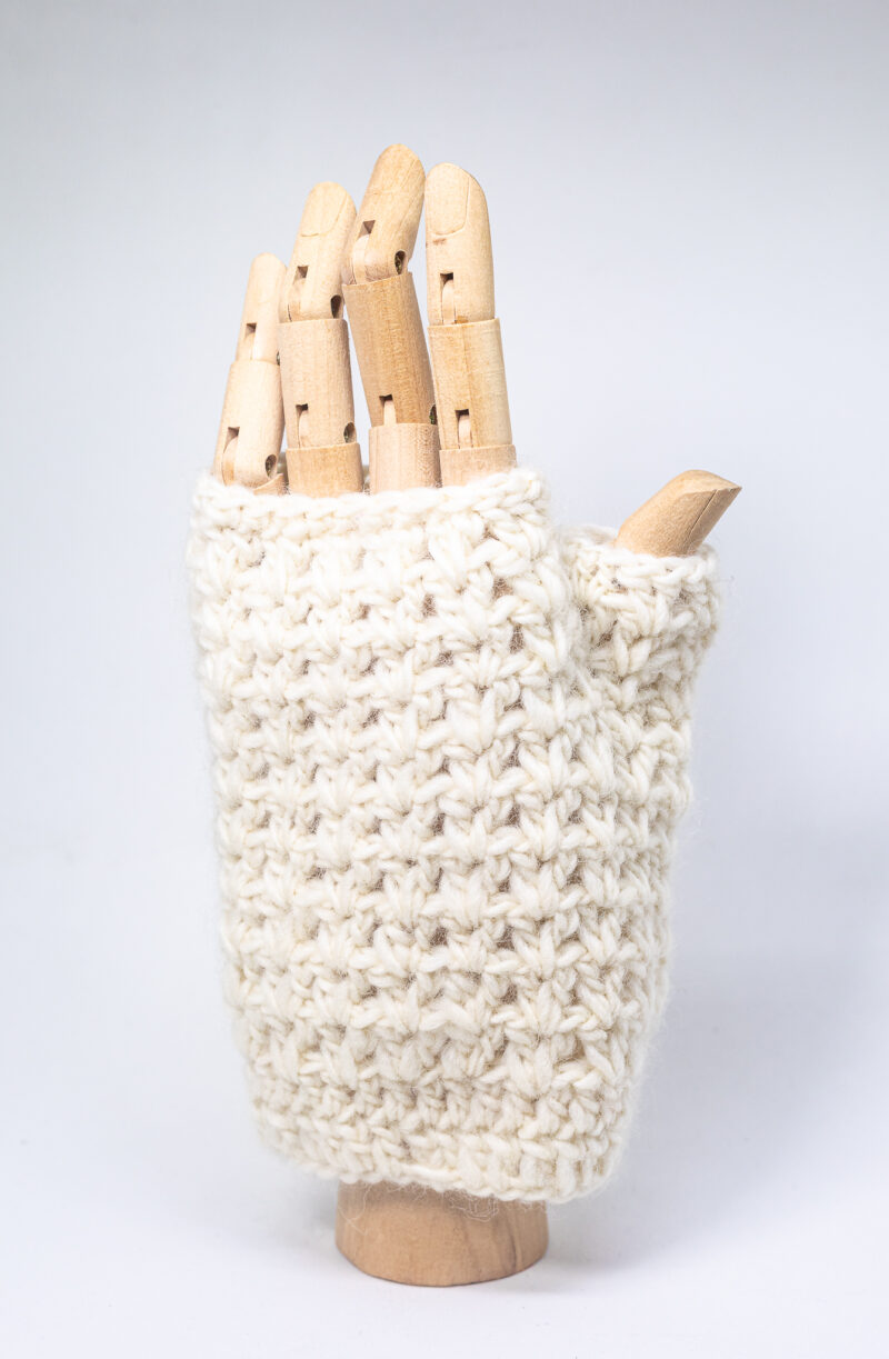 Luva Sem Dedos Crochet Lã Natural - Imagem 2