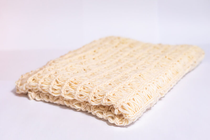 Manta Pé de Cama Crochet Peruano Lã Natural - Imagem 2