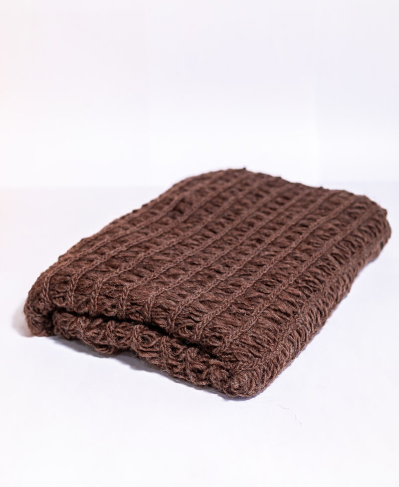 Manta Pé de Cama Crochet Peruano Lã Natural