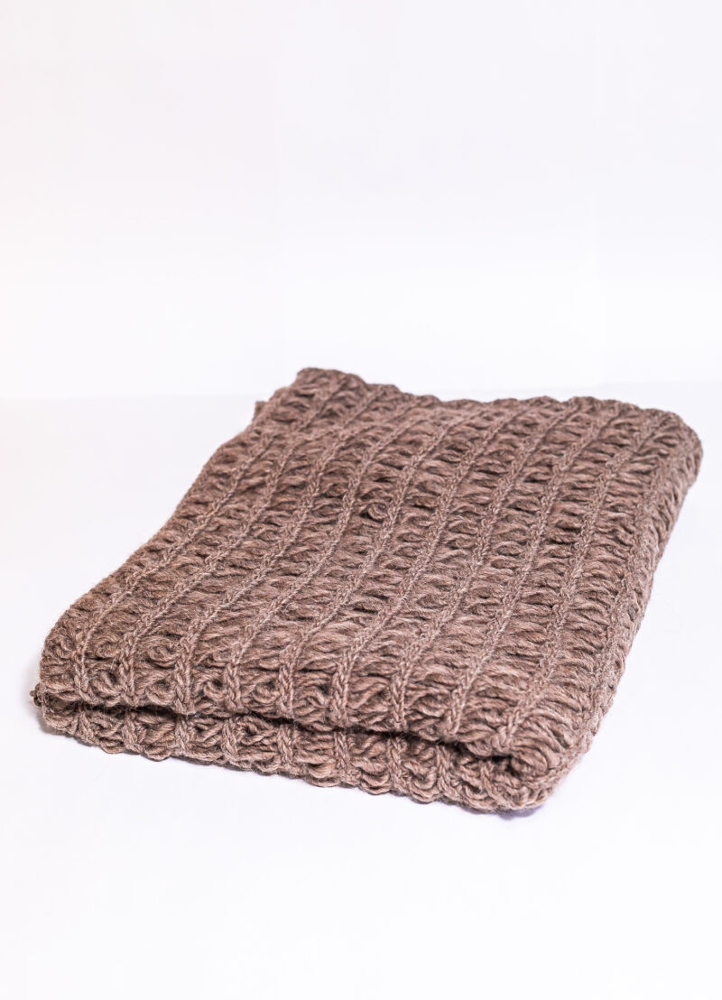 Manta Pé de Cama Crochet Peruano Lã Natural - Imagem 4