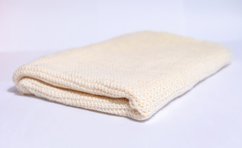 Manta Pé de Cama Crochet Tunisiano Lã Natural - Imagem 3